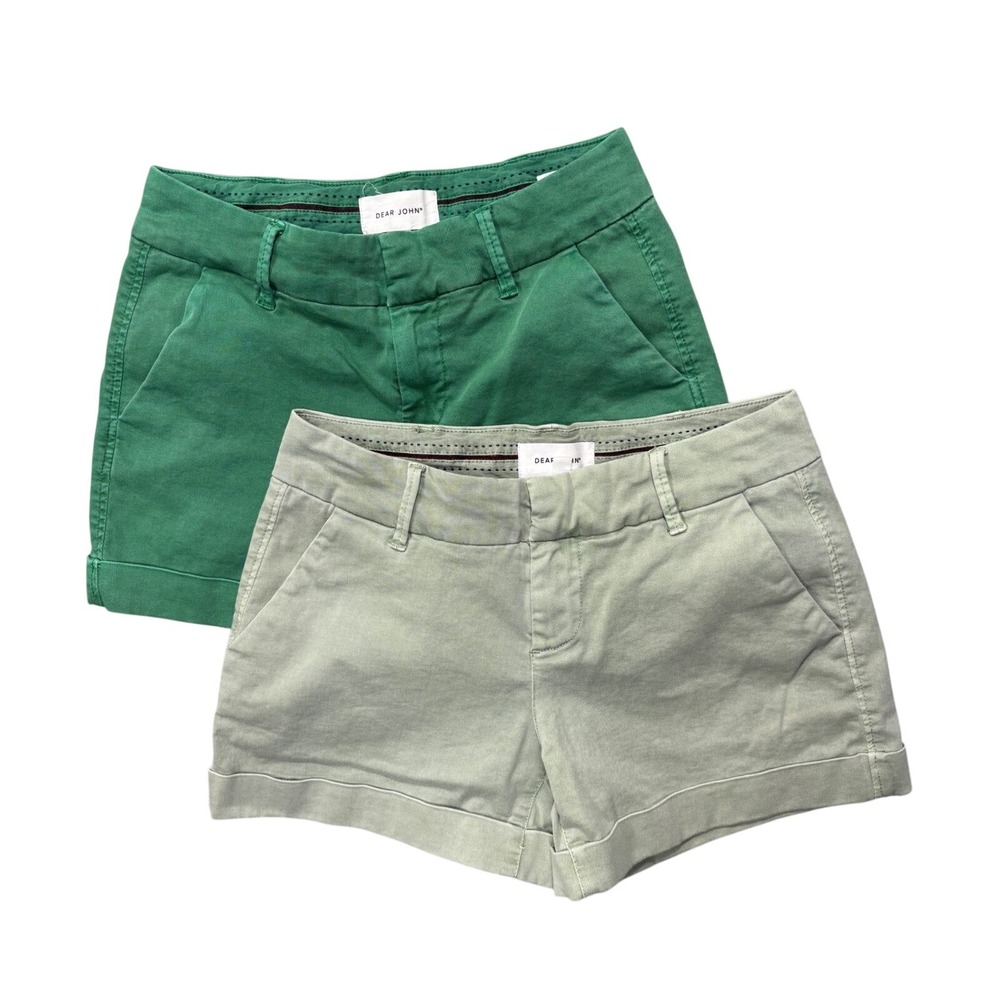 Dear John North Hampton Shorts Women 27 Green Sage Bundle Chino Cuffed Stretch